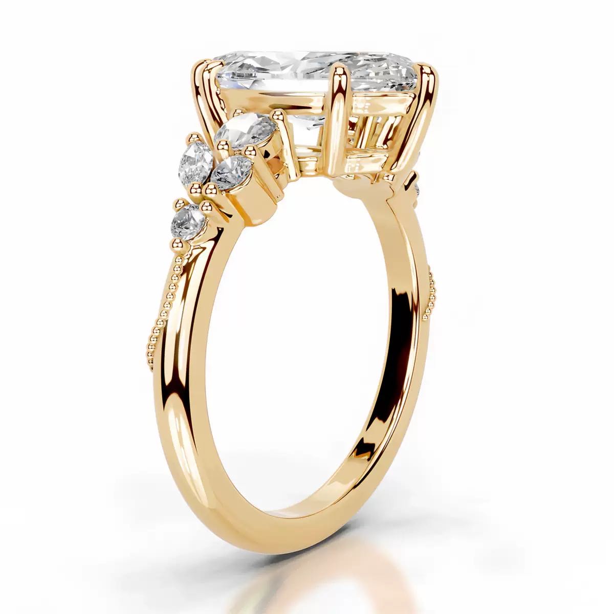 Elegant Vintage Moissanite Ring, 5ct Marquise Cut. HR050