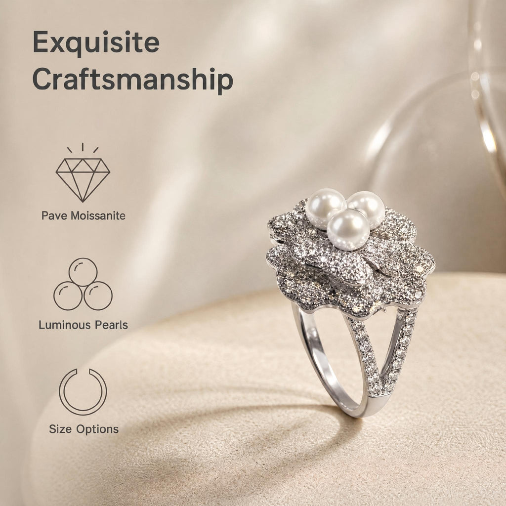 Premium Pearl Ring,228pcs Zirconia + 3pcs Pearl. HR043