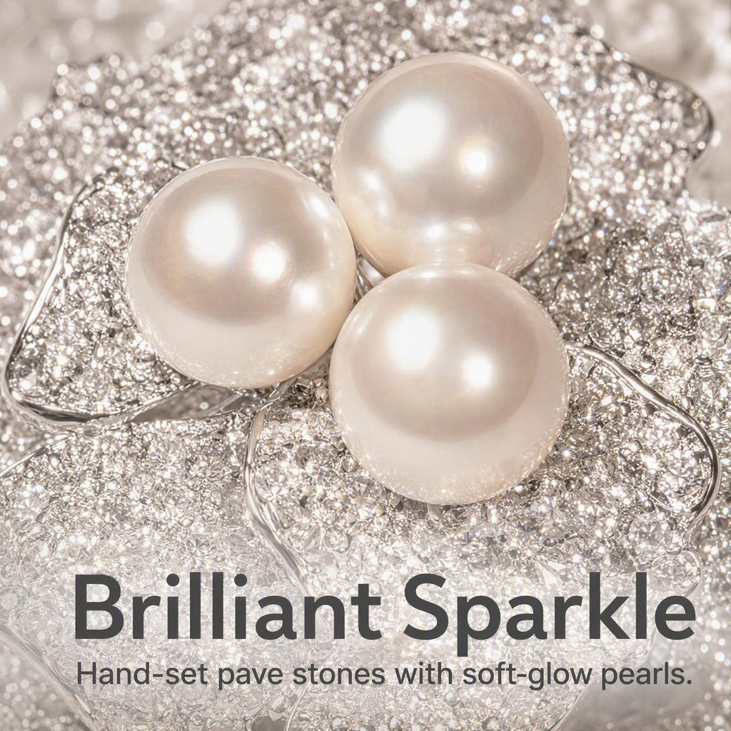 Premium Pearl Ring,228pcs Zirconia + 3pcs Pearl. HR043