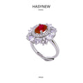 Brilliant Sparkle Red Moissanite Ring, Oval‑Cut. HR038