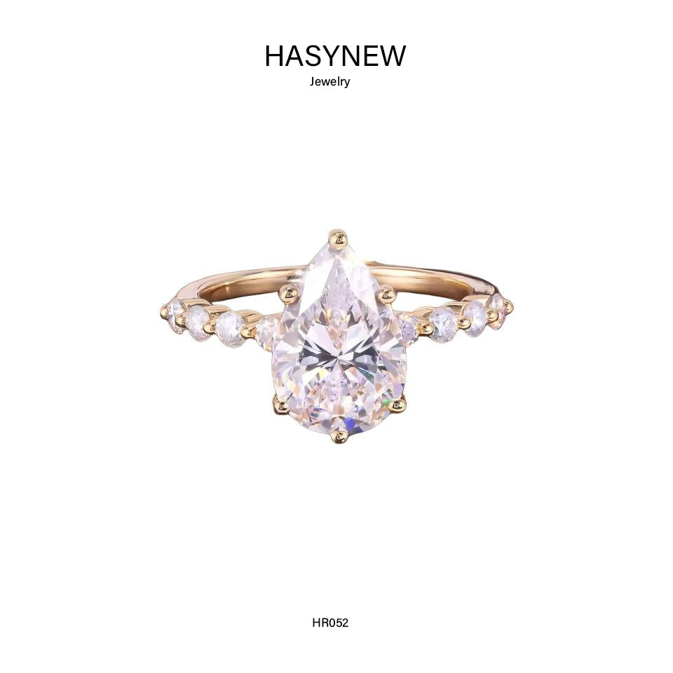 Luxury & Unique Moissanite Ring, 5ct Pear Cut. HR052