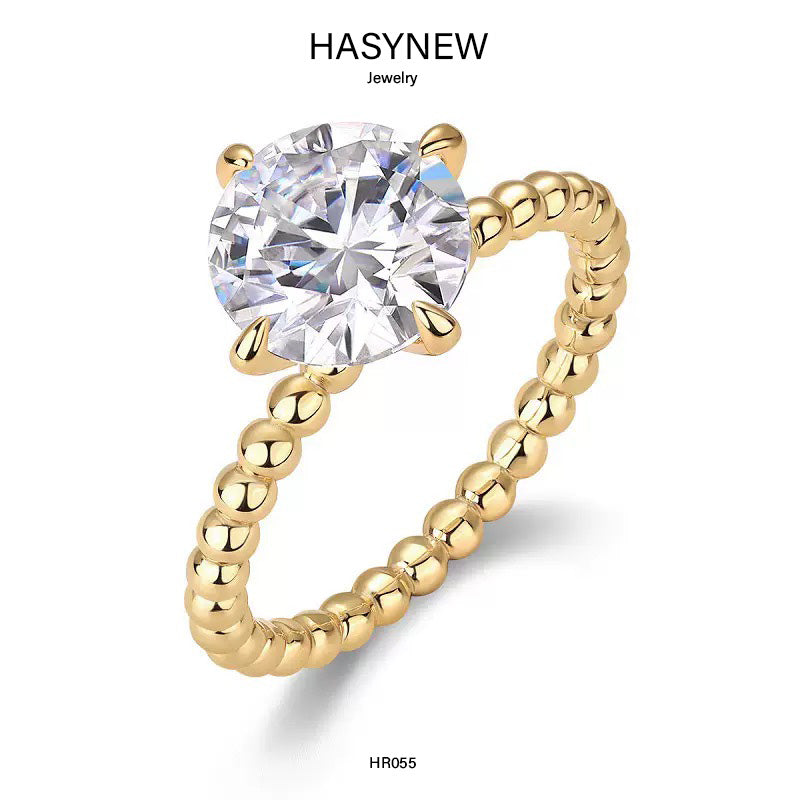 Minimalist Moissanite Ring, Thin Band HR055