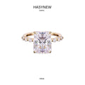 Luxury & Unique Moissanite Ring, 5ct Radiant Cut. HR048