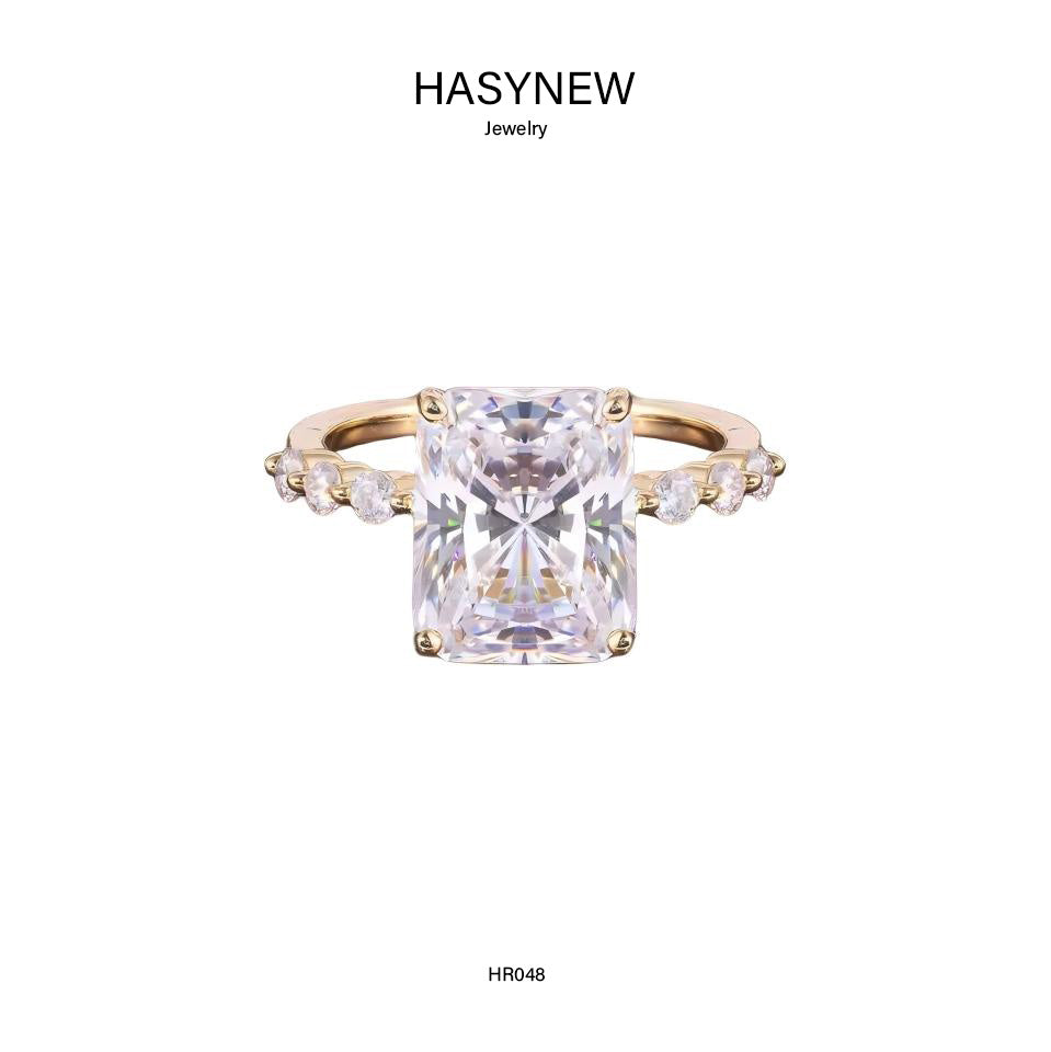 Luxury & Unique Moissanite Ring, 5ct Radiant Cut. HR048