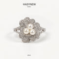 Premium Pearl Ring,228pcs Zirconia + 3pcs Pearl. HR043