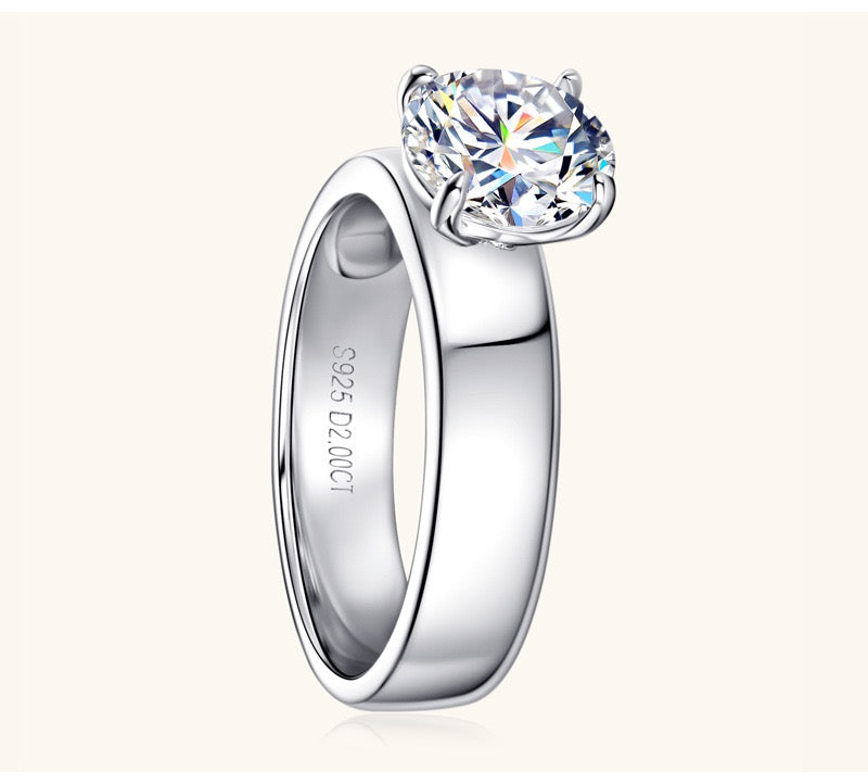 Elegant Premium Moissanite Ring, Wide Band, 2CT HR056